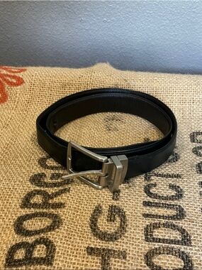 Tasso Elba Reversible Black/Brown Leather Belt with Silver Buckle Size 36/90